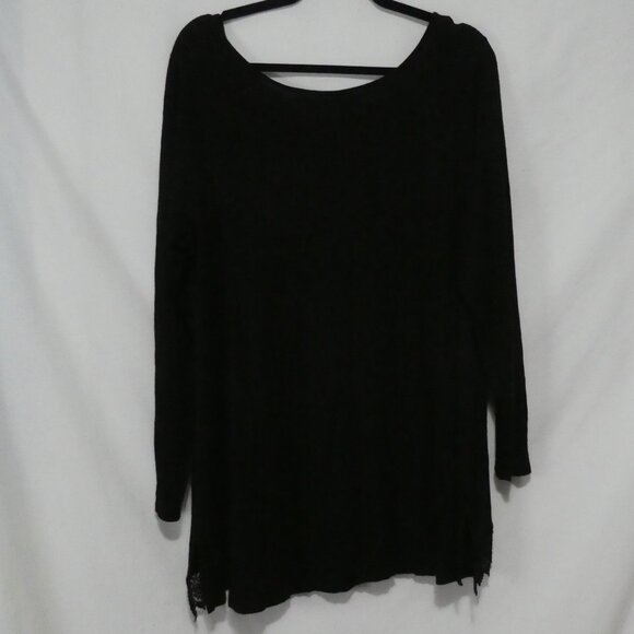 GEORGE | 1X | Classic Black Long Sleeve Top | Scoop Neck | Lace Bottom Trim - Picture 2 of 16